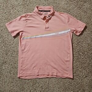 Wyld1 Shirt Mens Medium(Small) Pink Merino Wool Blend Tech Polo Casual Spots